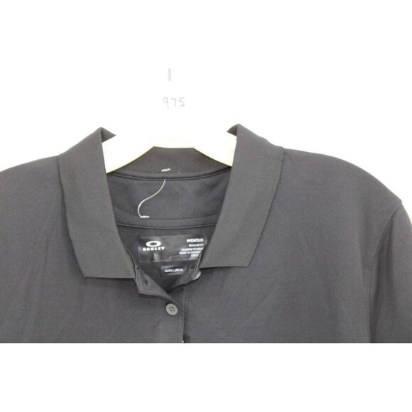 Oakley WOMEN'S Large Regular Fit Hydrolix Black Short Sleeve Golf Polo Shirt - Picture 2 of 7